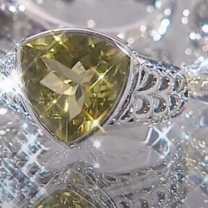 Nicky Butler Sterling Silver Triangular Solitaire Ring LEMON QUARTZ 7